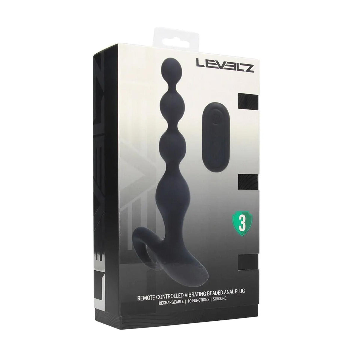 2-Wibrujący koralikowy korek analny silikonowy Levelz czarny 20 cm-2
