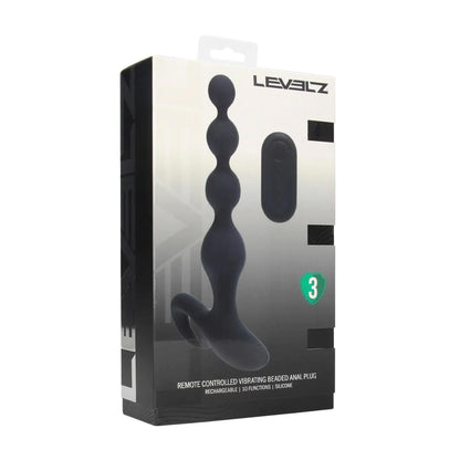 2-Wibrujący koralikowy korek analny silikonowy Levelz czarny 20 cm-2