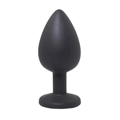 3-Korek analny silikonowy Fantasy z białym kryształem czarny large 9 cm-3