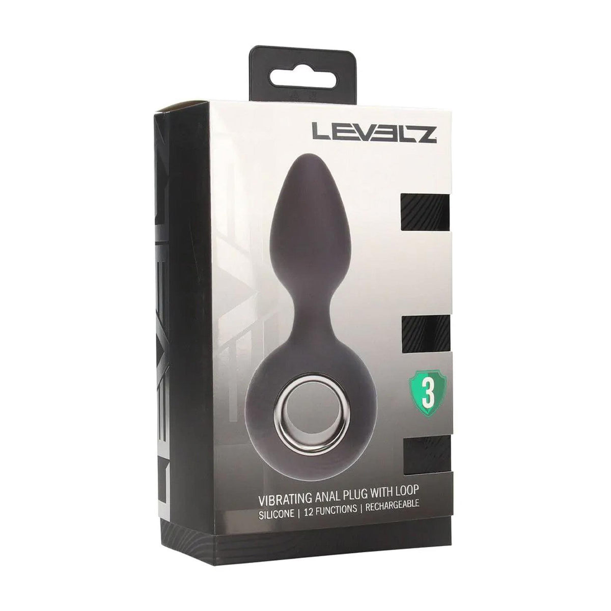 1-Vibrating Silicone Anal Plug with Loop - Black-1