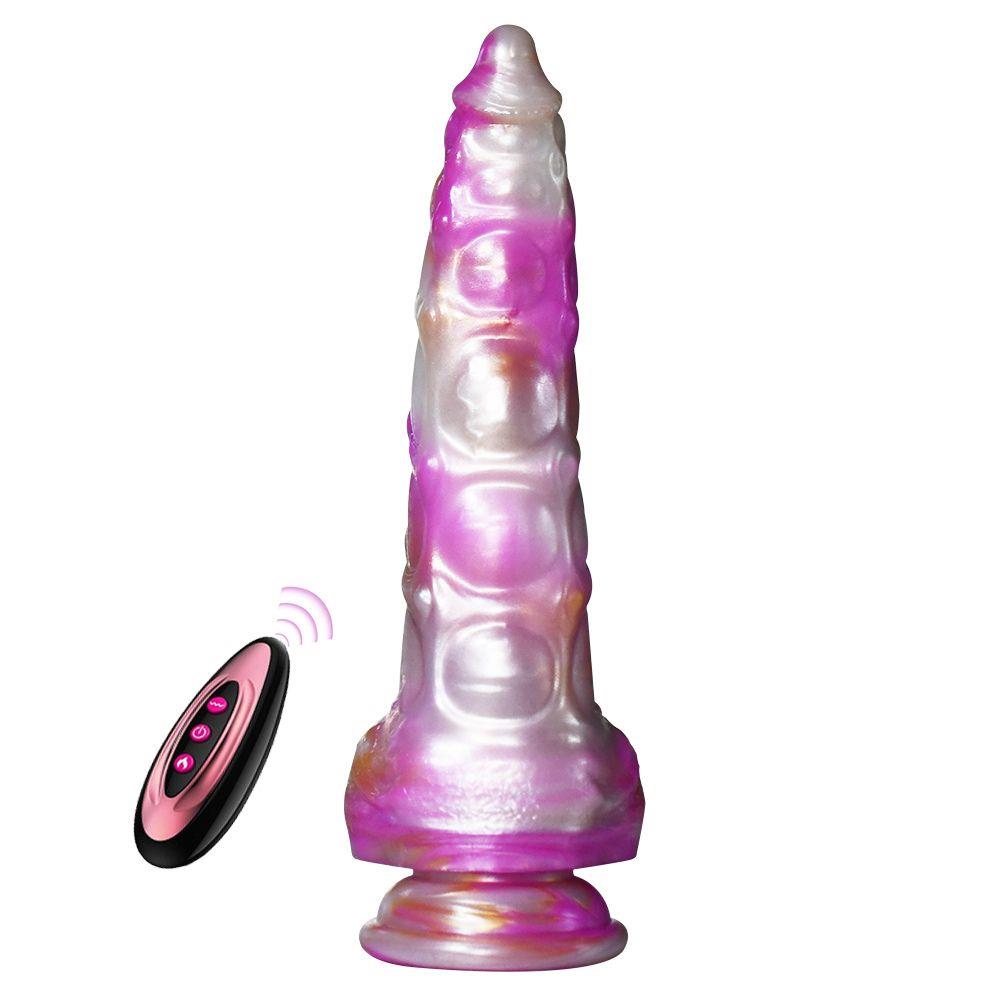 1-Wibrator Crystal Pulse silikonowy z pilotem nagrzewający różowy 19 cm-1