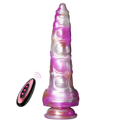 1-Wibrator Crystal Pulse silikonowy z pilotem nagrzewający różowy 19 cm-1