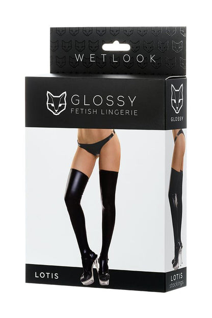3-Pończochy błyszczące Wetlook Glossy Lotis czarne M-3