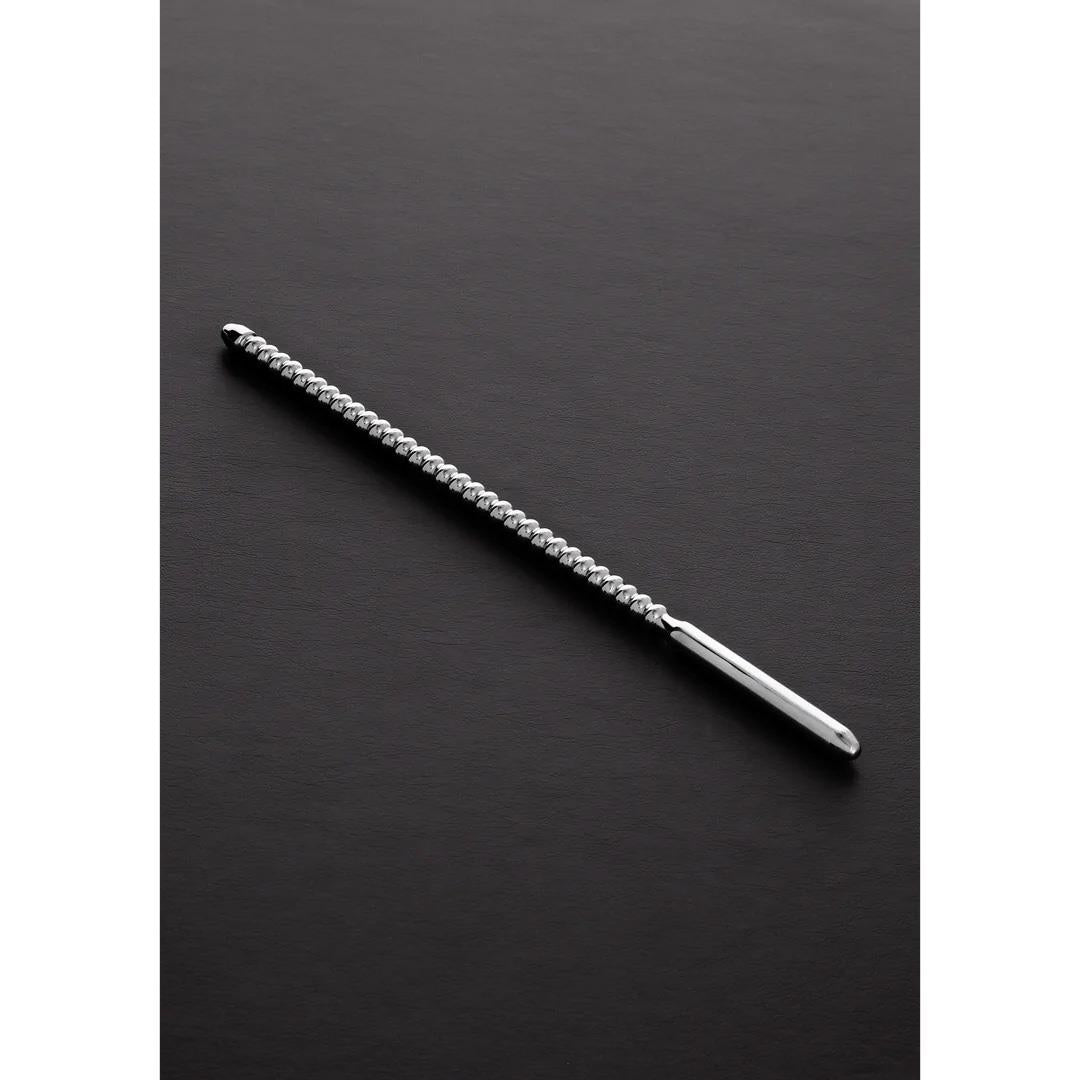 2-Żebrowany korek do penisa stalowy Steel 24 cm 0,8 cm-2