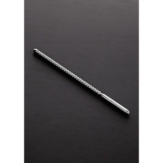 2-Żebrowany korek do penisa stalowy Steel 24 cm 0,8 cm-2