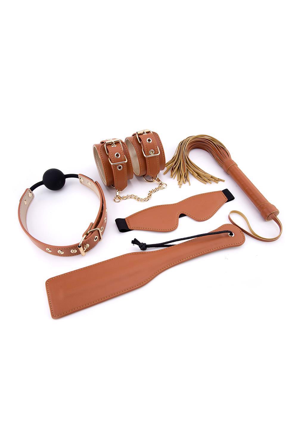 1-Zestaw BDSM Blaze Elite Dream Toys cognac ze skóry wegańskiej-1