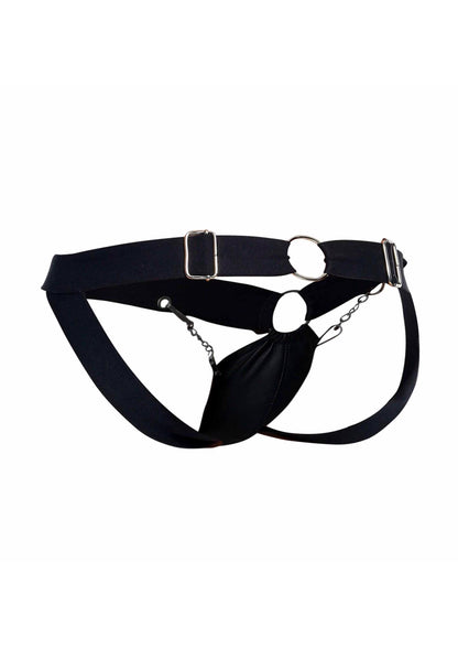 3-Jockstrap łańcuchowy MOB Eroticwear czarny ze skóry ekologicznej-3