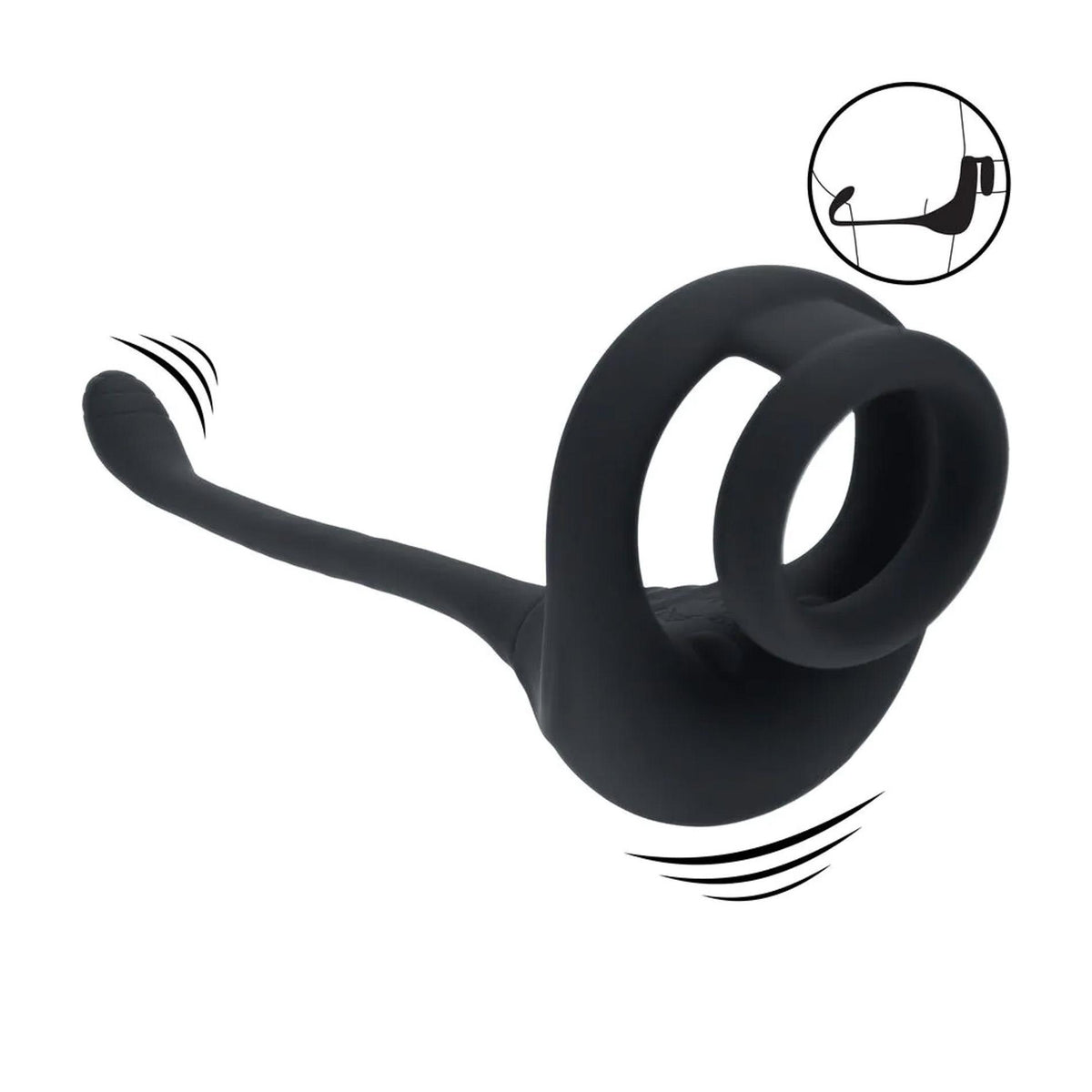 3-Dual Motor Silicone Cockring with Prostate Stimulator - Black-3