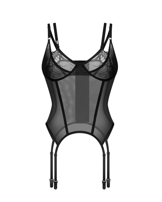 2-Gorset Arrowel transparentny koronkowy Obsessive czarny S/M-2