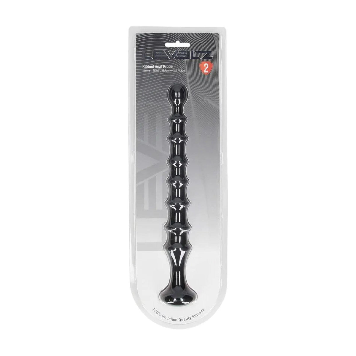 3-Sonda analna żebrowana Levelz silikonowa czarna 26,7 cm-3