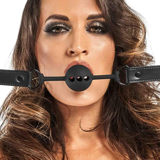 1-Knebel kulowy Bedroom Fantasies silikonowy oddychający czarny-1