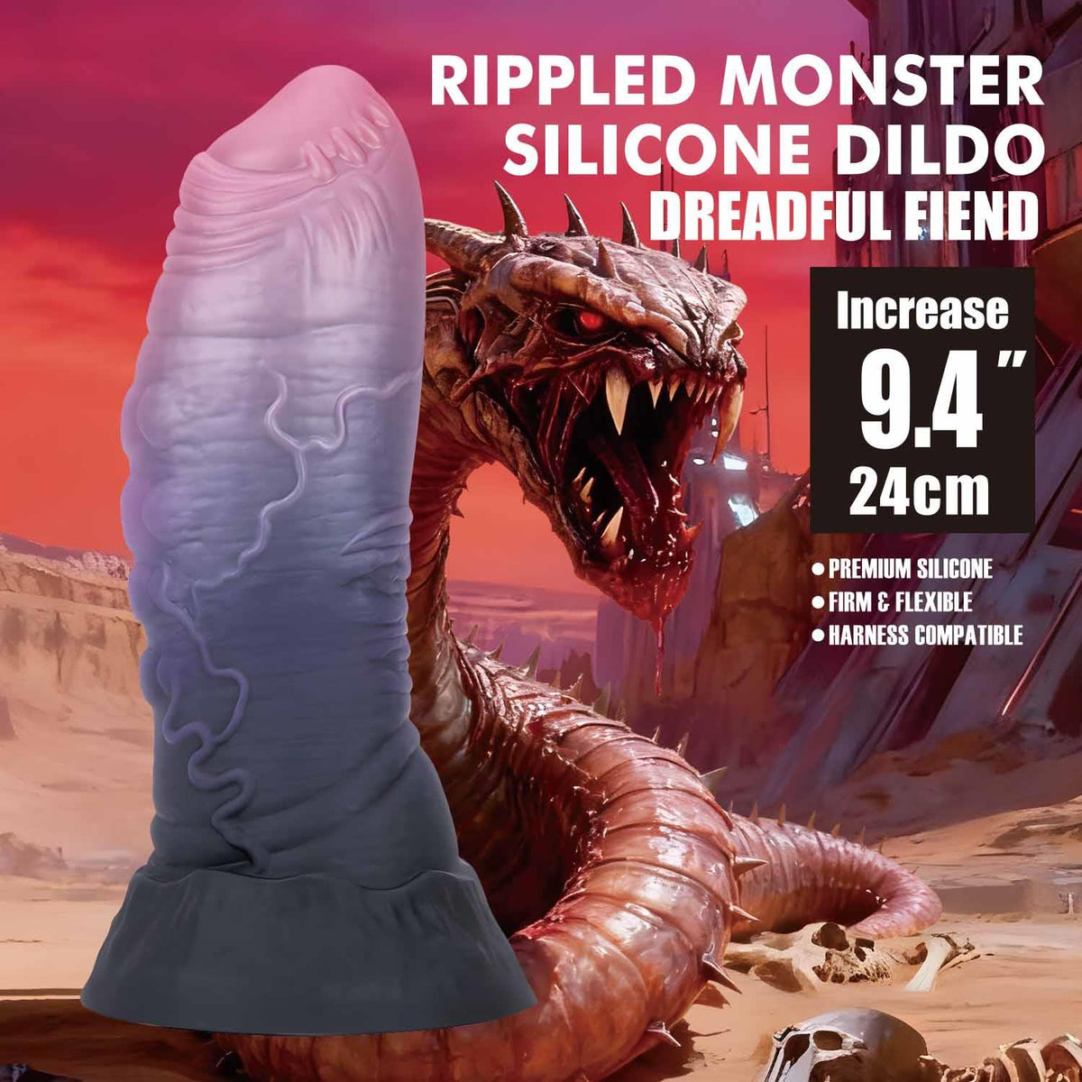 3-Dildo silikonowe mackowate Power Monsters 24 cm-3