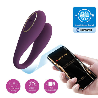 1-PRETTY LOVE - August, Mobile APP Long-distance Control 12 vibration functions, ABS Silicone, USB rechargeable-1