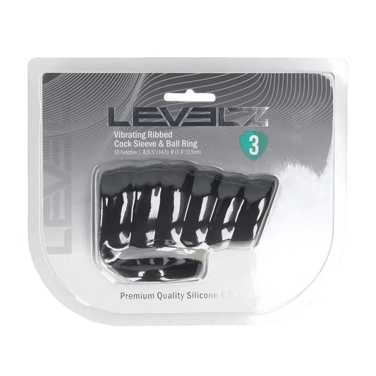 2-Nakładka wibrująca silikonowa żebrowana z pierścieniem Levelz czarna 4,3cm-2