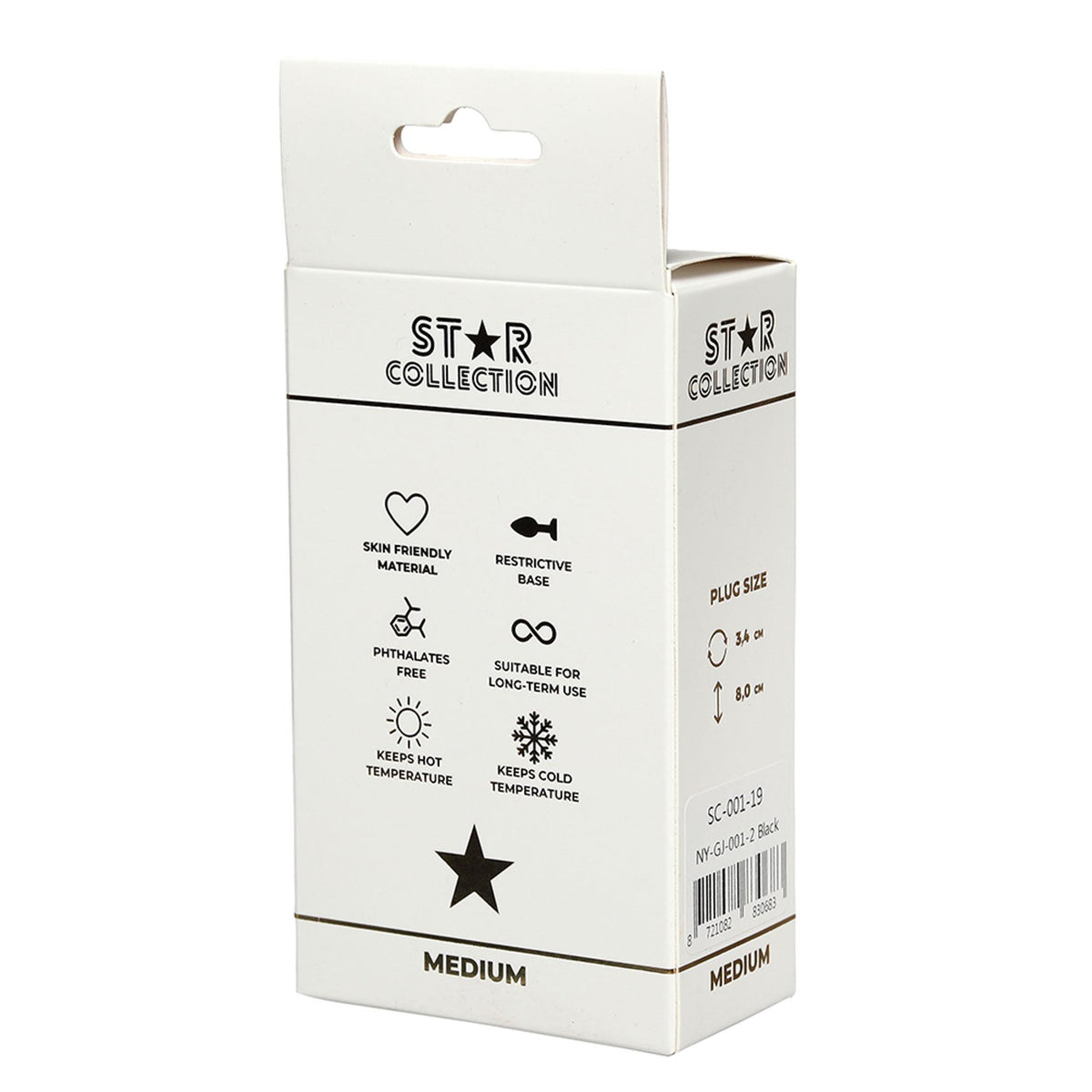 1-Kolekcja Star - Czarny Silikonowy Plug Analny M z Fioletowym Kamieniem-1