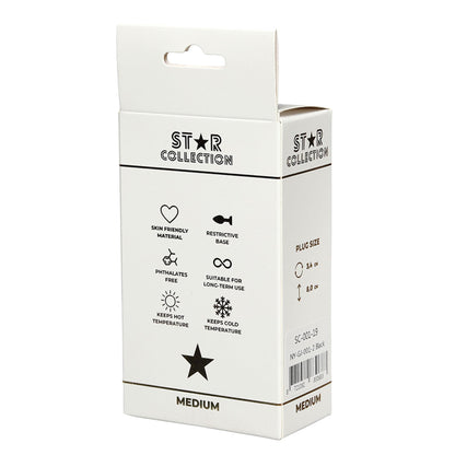 1-Kolekcja Star - Czarny Silikonowy Plug Analny M z Fioletowym Kamieniem-1