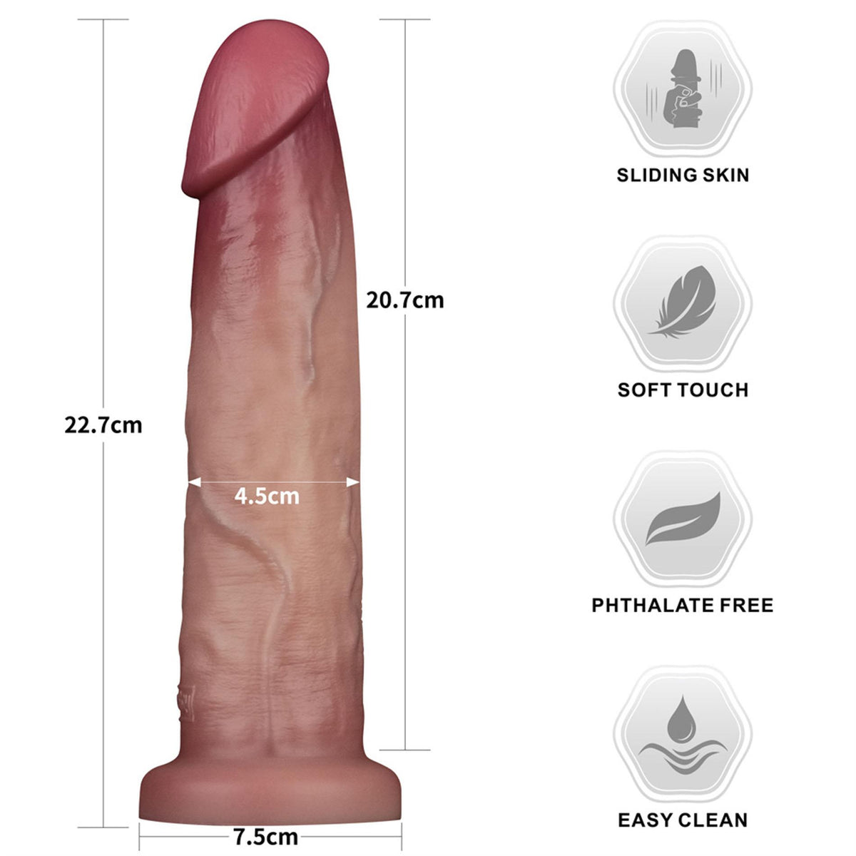 2-9'' Sliding Skin Pro II Dual Layer Silicone Dong-2