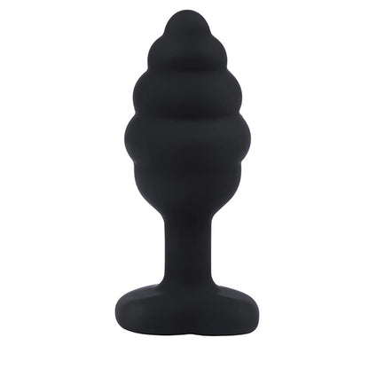 1-Korek analny silikonowy Fantasy czarny żebrowany 7cm-1