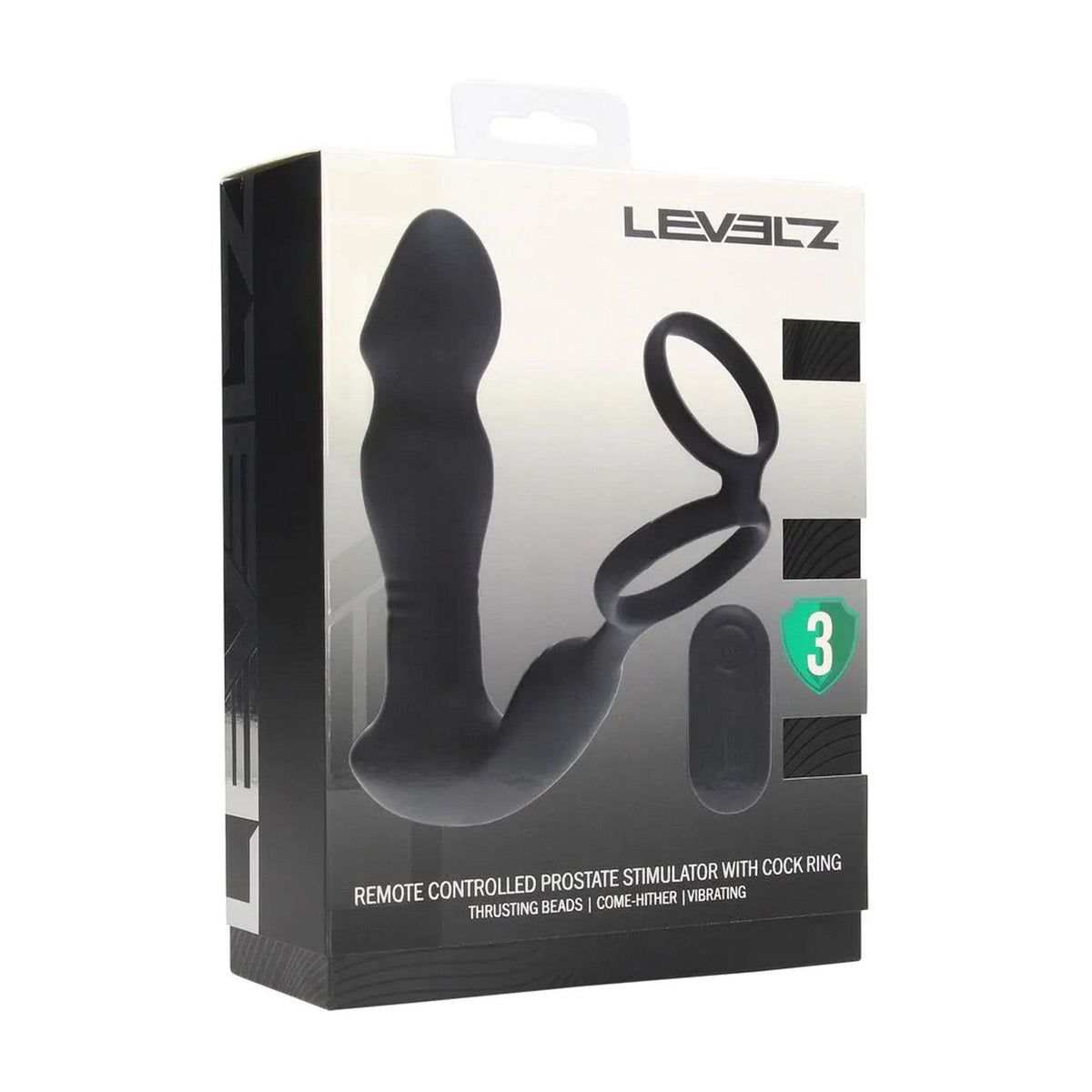 1-Masażer prostaty Levelz wibrujący z pierścieniem silikonowy czarny-1