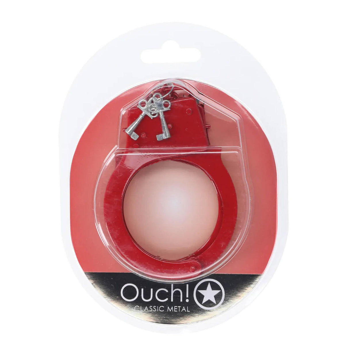 2-Kajdanki metalowe Ouch! czerwone 24 cm-2