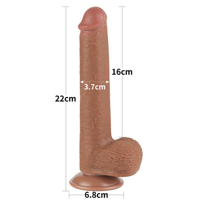 3-Dildo realistyczne z przesuwającą się skórą Lovetoy brązowe 23 cm-3