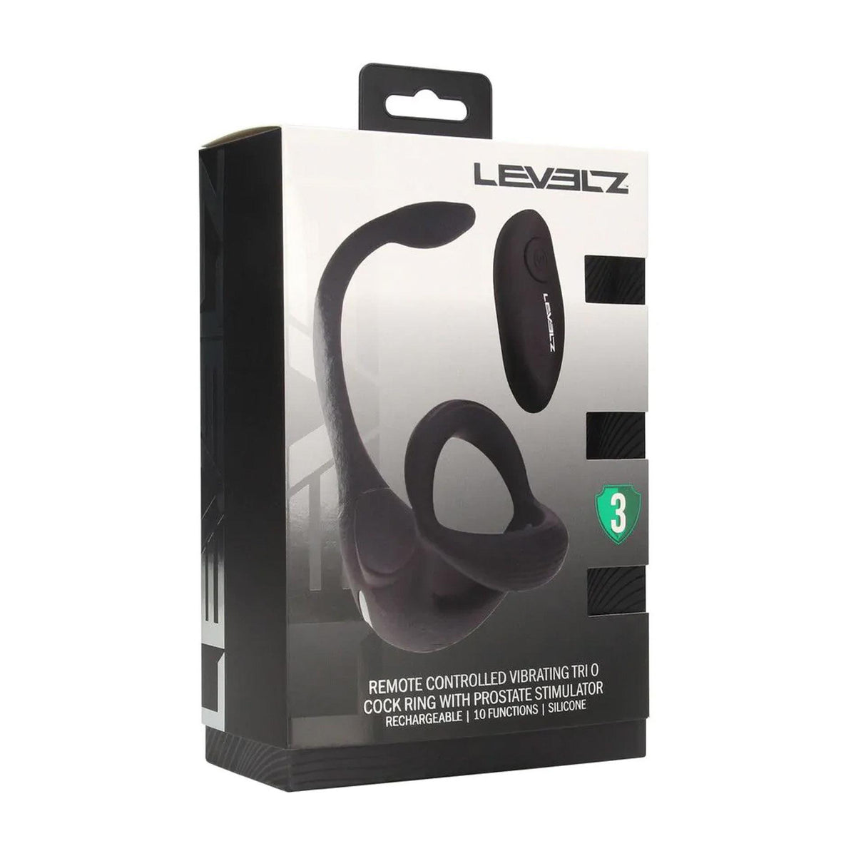 3-Pierścień wibrujący Levelz Tri O z pilotem silikonowy czarny 22,5 cm-3