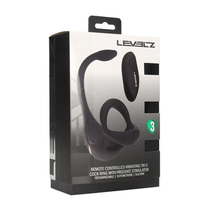 3-Pierścień wibrujący Levelz Tri O z pilotem silikonowy czarny 22,5 cm-3