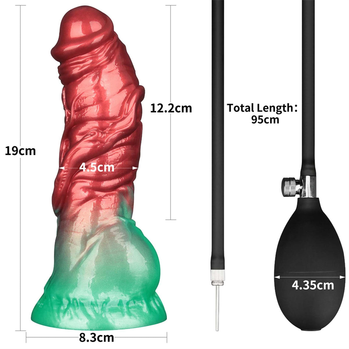 4-7.5'' Dual Density Silicone Inflatable Dildo-4