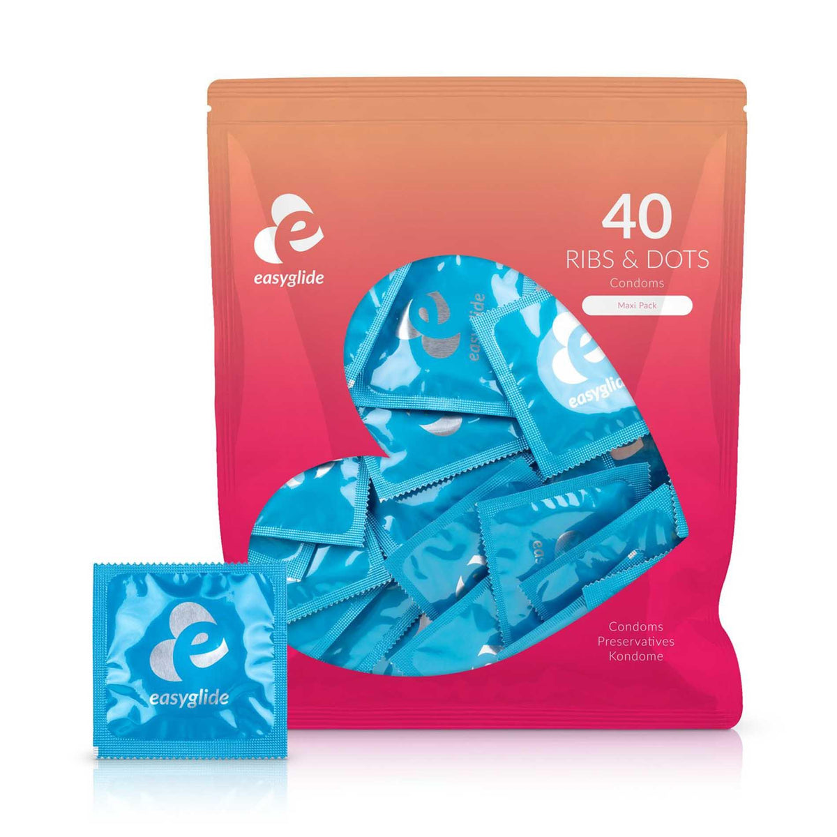 2-Prezerwatywy EasyGlide prążkowane kropkowane 40 szt-2