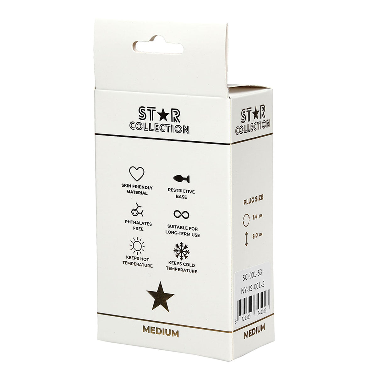 1-Srebrny metalowy korek analny Star Collection M jasnoniebieski-1