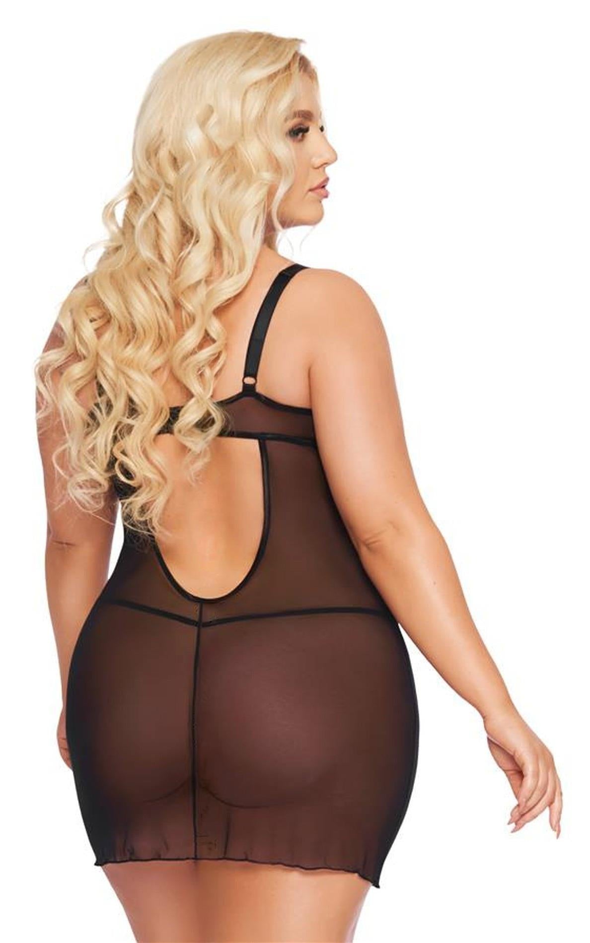 1-Koszulka babydoll Aldona SoftLine czarna 3XL z stringami-1