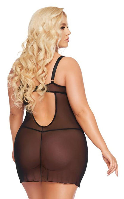 1-Koszulka babydoll Aldona SoftLine czarna 3XL z stringami-1