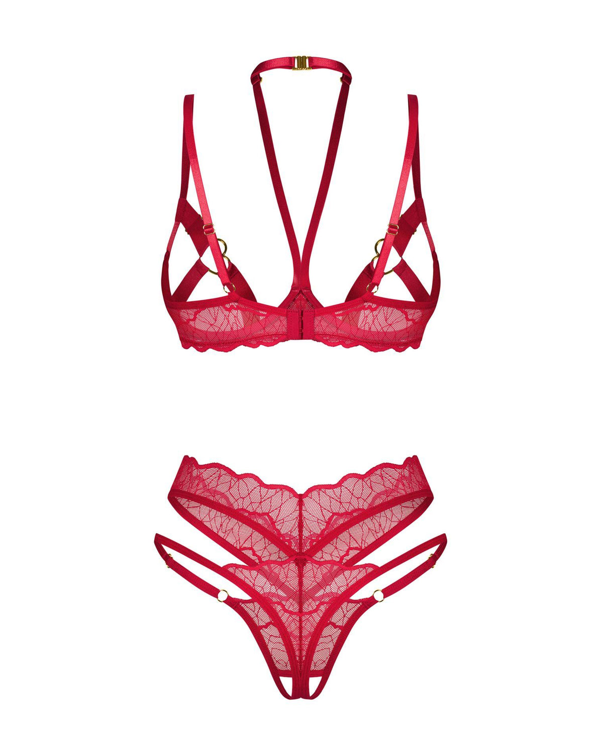 2-Komplet dwuczęściowy otwarty Cupide Desir Obsessive czerwony L/XL-2