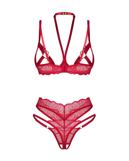 2-Komplet dwuczęściowy otwarty Cupide Desir Obsessive czerwony L/XL-2