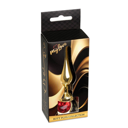 2-Stalowy korek analny z diamentem MyLove Toys czerwony 9.5 cm-2