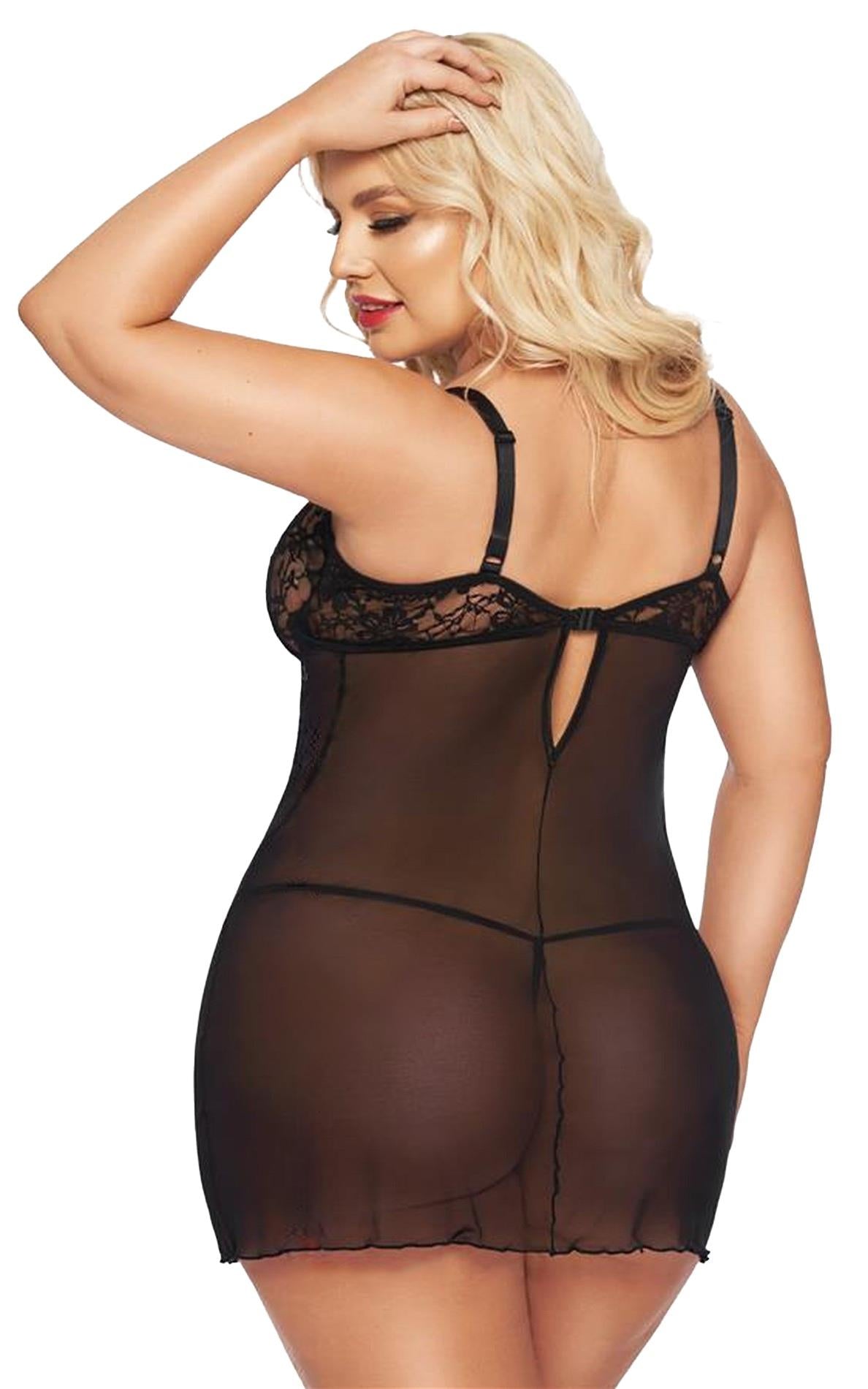 1-Koszulka erotyczna Cornelia koronkowa SoftLine czarna 2XL-1