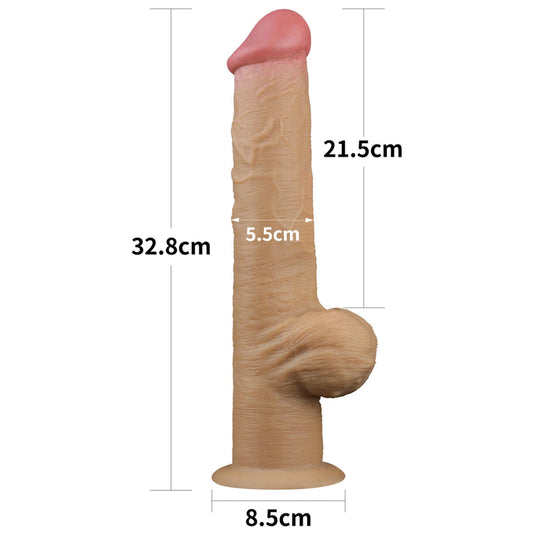 1-Dildo realistyczne dwuwarstwowe silikonowe z uchwytem Lovetoy 32 cm-1