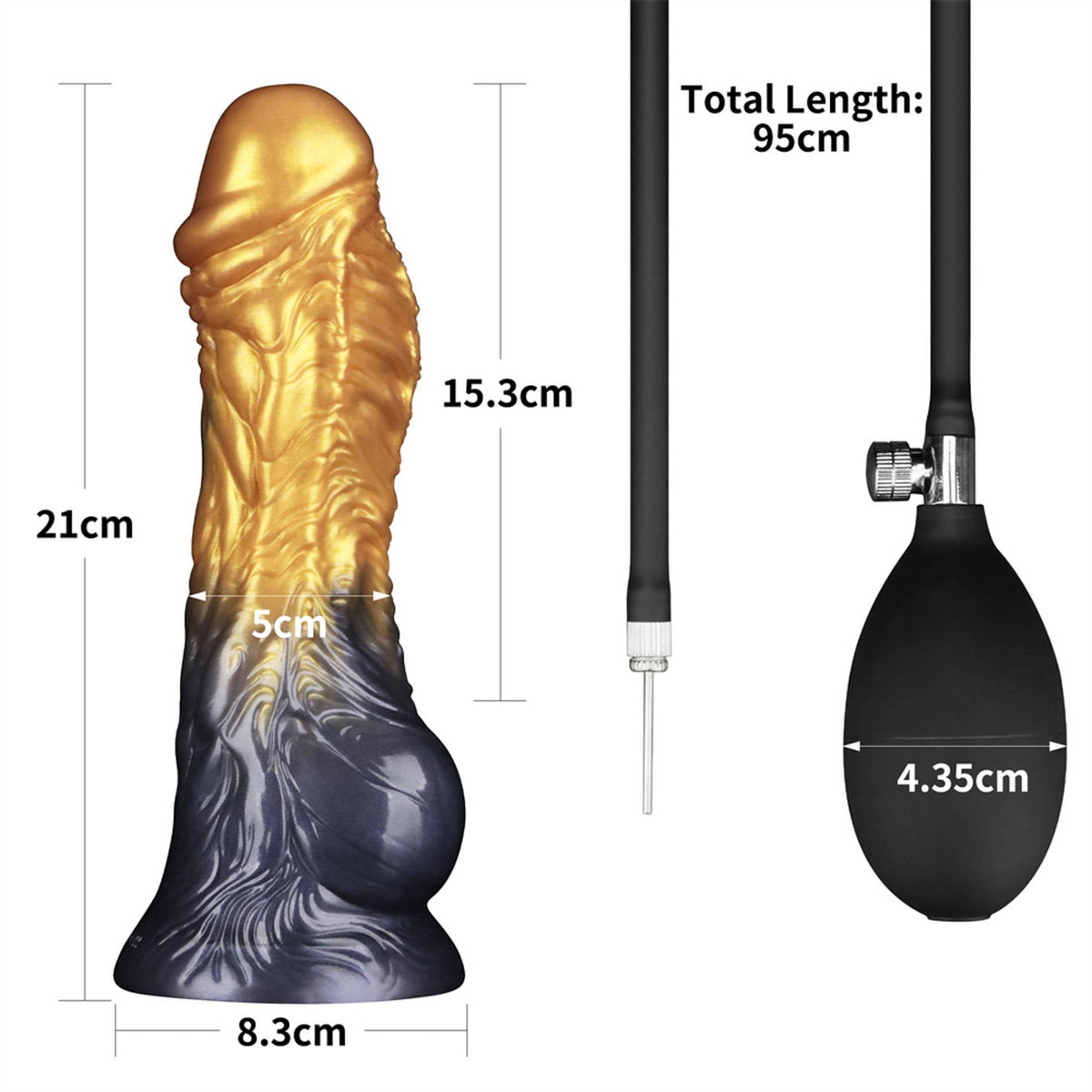 3-8'' Dual Density Silicone Inflatable Dildo-3