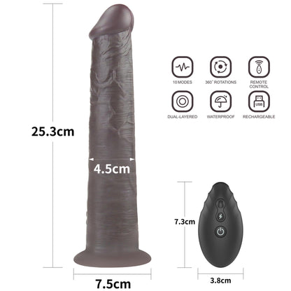 5-Dildo realistyczne Lovetoy dwuwarstwowe silikonowe 25 cm rotujące pilot-5