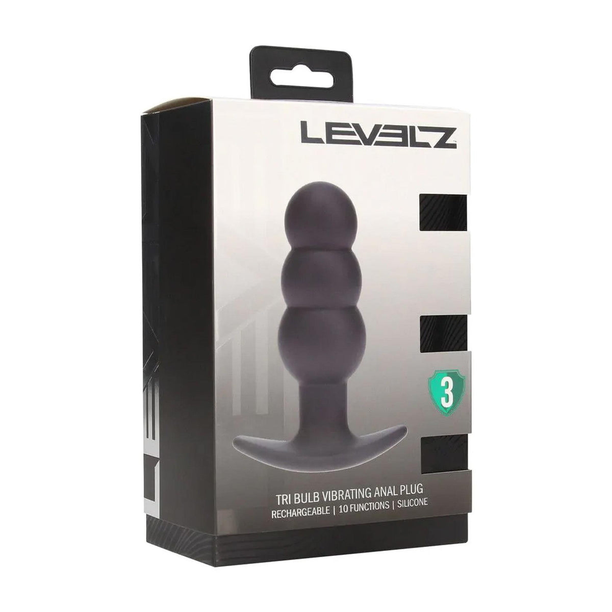 2-Wibrujący korek analny Tri Bulb silikonowy Levelz czarny USB-2