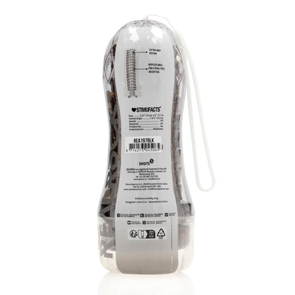 2-Masturbator teksturowany RealRock TPE czarny 21 cm-2