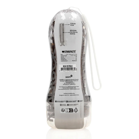 2-Masturbator teksturowany RealRock TPE czarny 21 cm-2