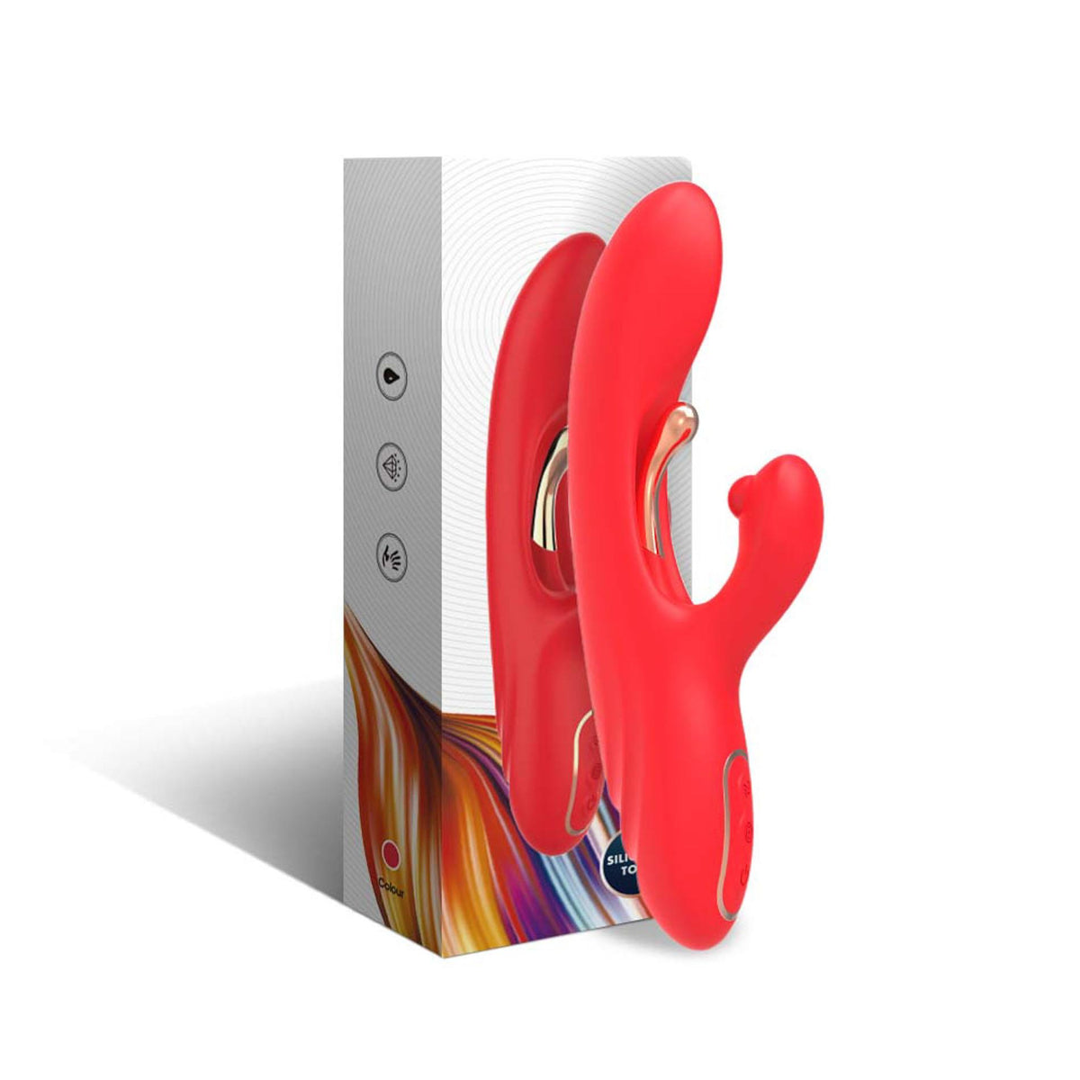 3-Wibrator króliczek Nirvana czerwony trójpunktowy silikonowy USB 22 cm-3