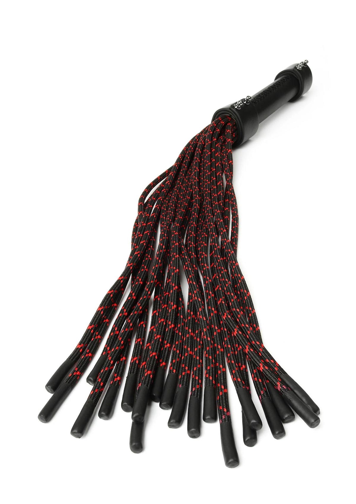 2-Skórzany flogger z supłami Hidden Desire 55 cm czarno czerwony-2