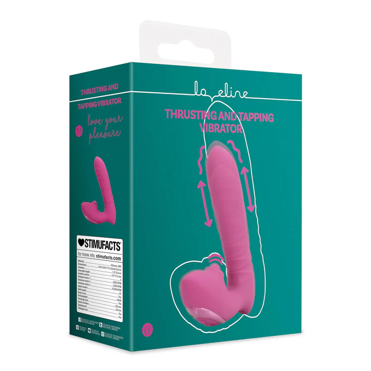 5-Wibrator punktu G Loveline z pchnięciami i tappingiem różowy 15,6 cm-5