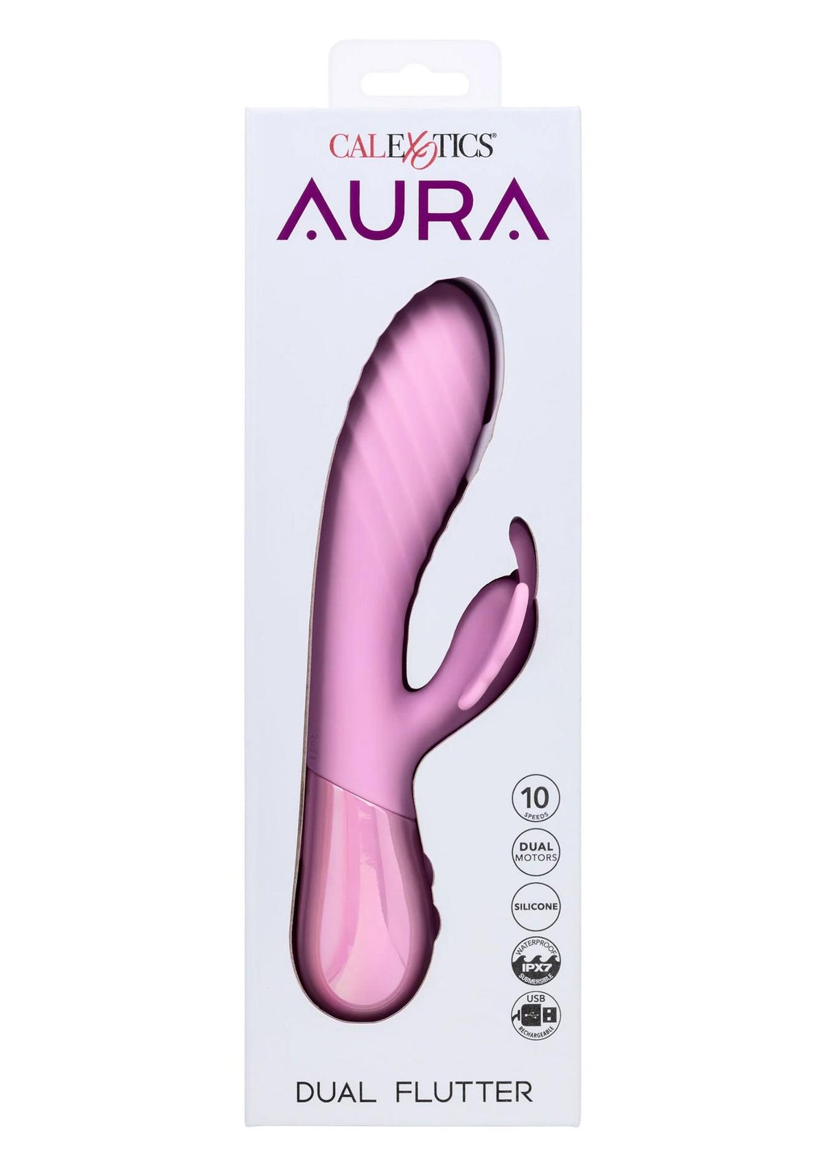 2-Wibrator króliczek Aura Dual Flutter Calexotics różowy USB 11,5 cm-2