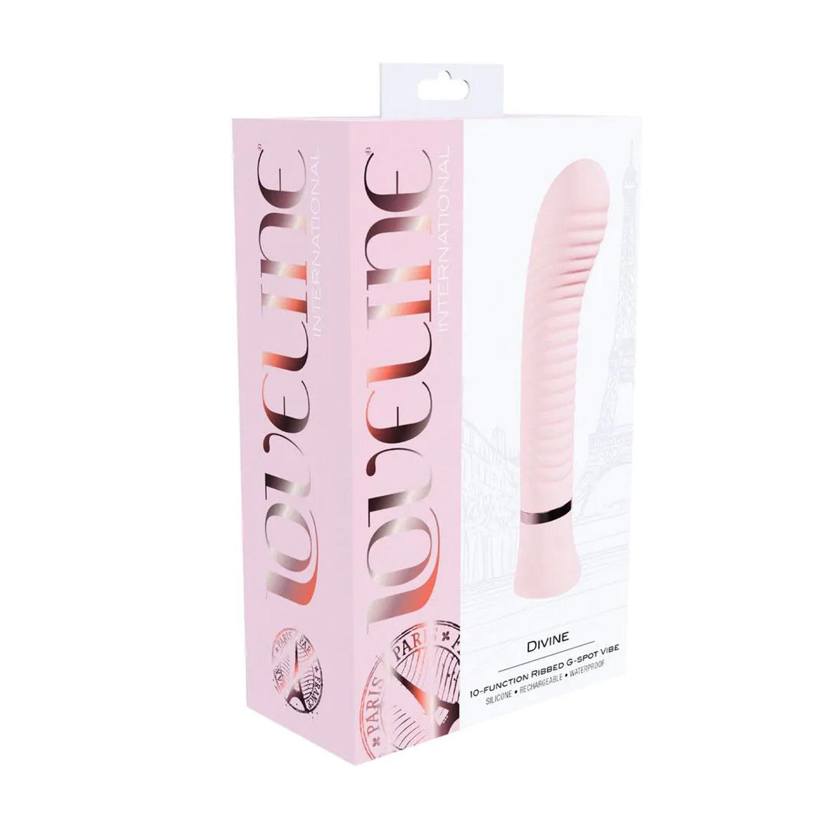 1-Wibrator punktu G żebrowany silikonowy Loveline Divine różowy 16 cm-1