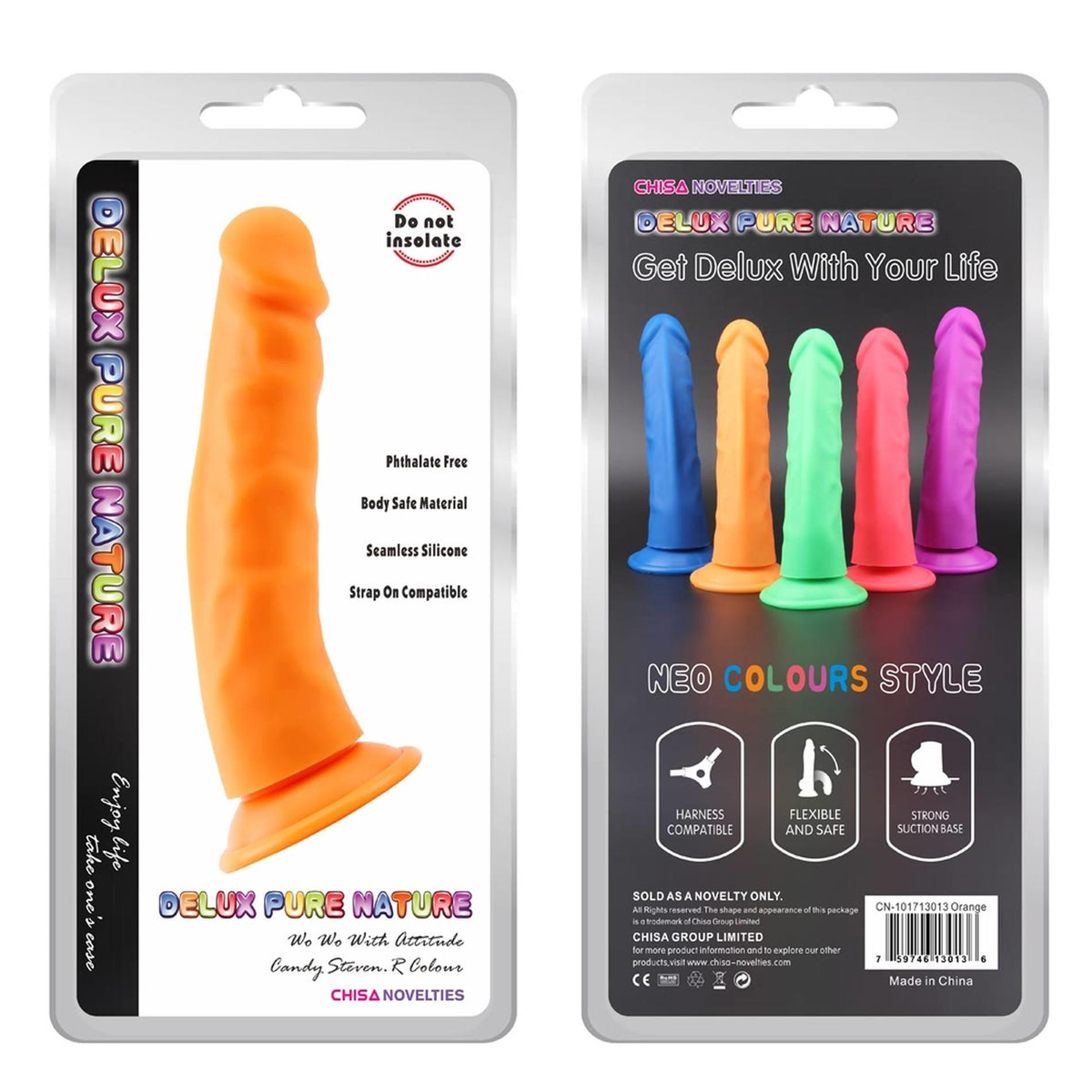 2-Dildo silikonowe Steven.R pomarańczowe z przyssawką 22 cm-2