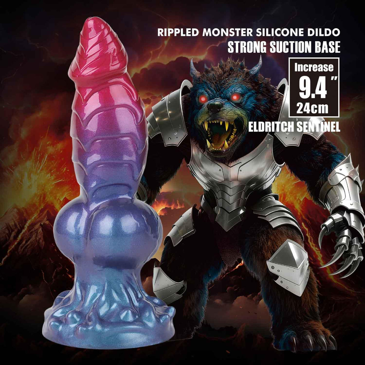 3-Power Monsters Eldritch Sentinel – 24 cm Rippled Monster Silicone Dildo-3