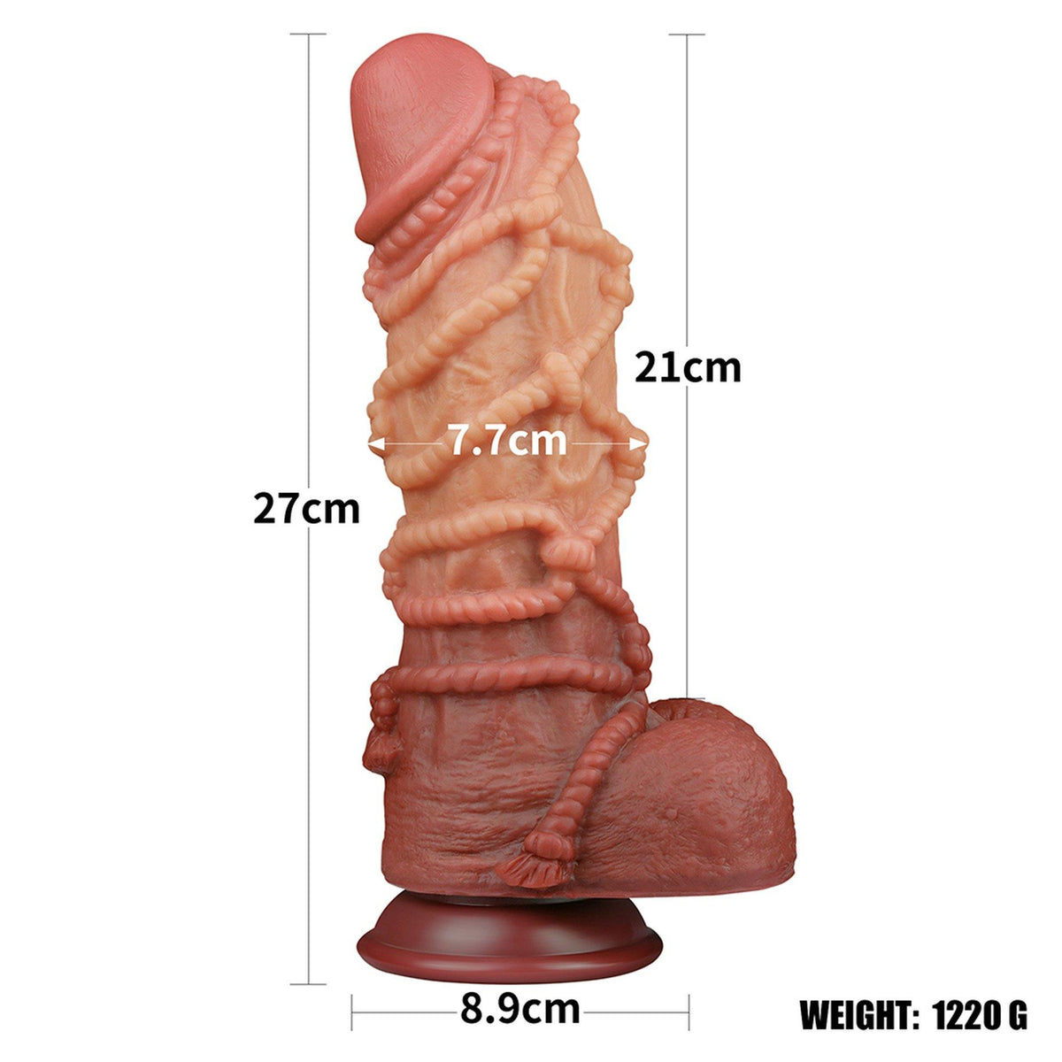 1-10.5'' Dual layered Platinum Silicone Cock with Rope-1